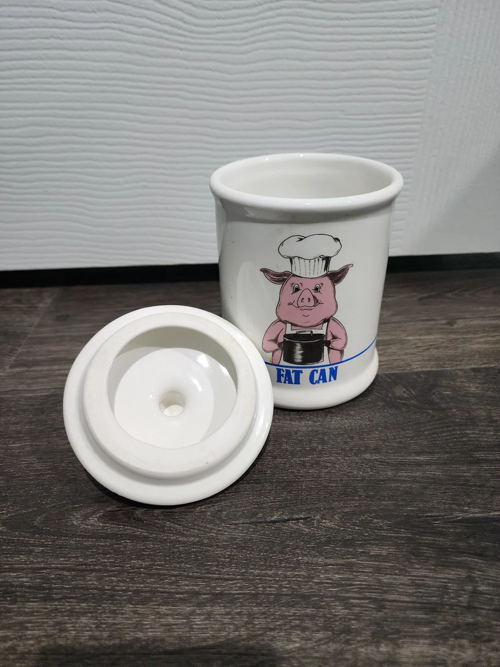 Vintage Pig Fat Can Grease Jar with Lid, 1989 Bandwagon Ceramic Canister Pot 7